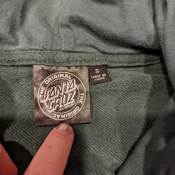 Santa Cruz Skateboards Kids Hoodie - Green with Pink Accents - Picture 6 of 7